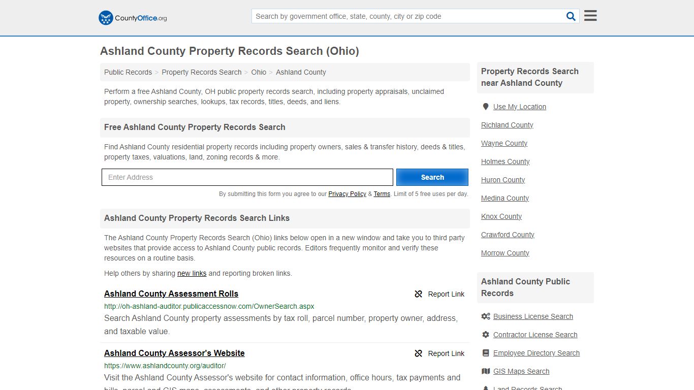 Ashland County Property Records Search (Ohio) - County Office